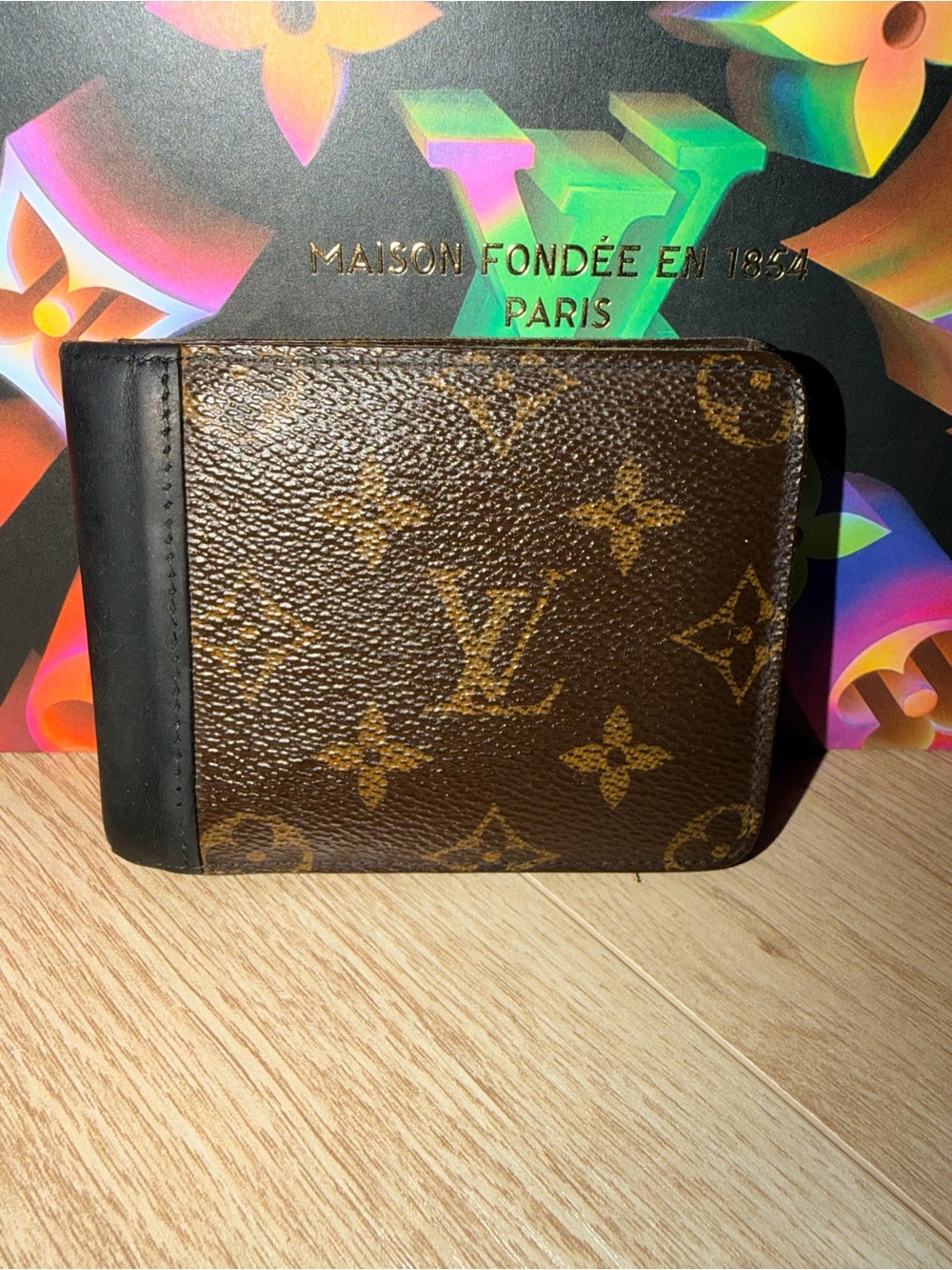 Louis Vuitton Brown Monogram Canvas Money Clip with Black Trim